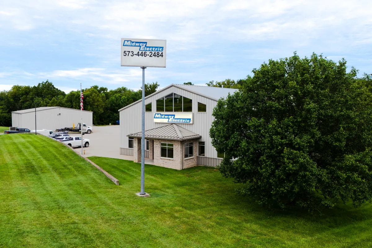 The Midway Electric office building and sign in Columbia, Missouri